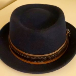 Stacy Adams Dark Blue 100% Wool Felt Fedora